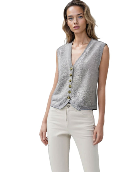 100% Cashmere Boyfriend Button Vest Sweater Knit - Subtle Luxury
