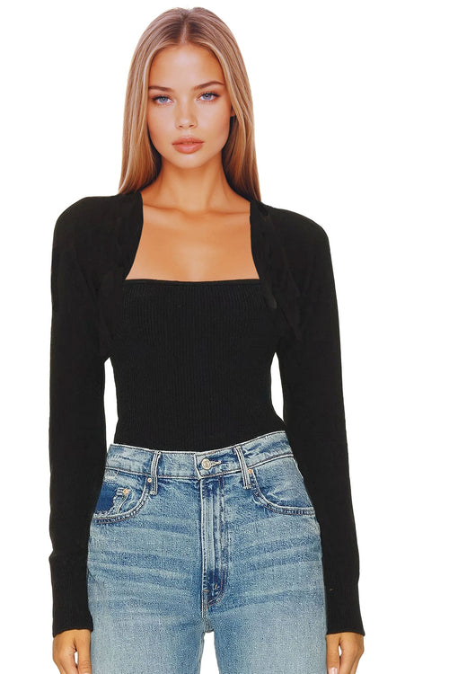 Black Cashmere Shrug Arm Cover Sweater
