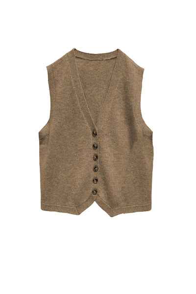 100% Cashmere Boyfriend Button Vest Sweater Knit