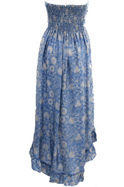 Ruffle-Hem Halter Midi Dress in Printed Silk