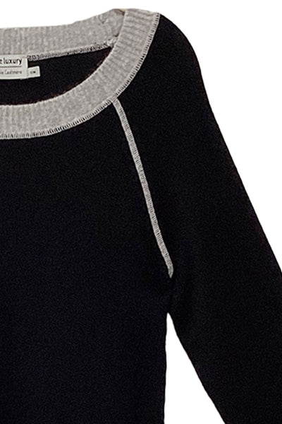 Washable Cashmere Novelty Cover-stitch Crewneck Sweater