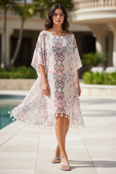 Cosmic Drama Sheer and Soft Print | Marina Coverup Sundress red 4