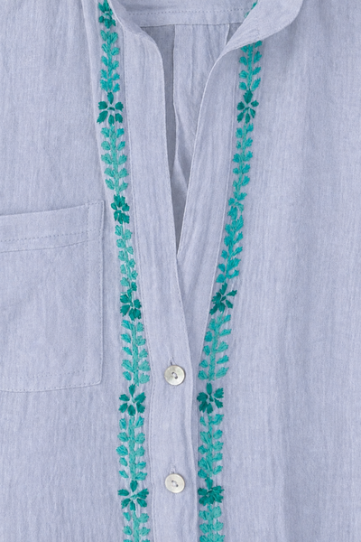 DENIM BLUE CHAMBRAY BLUE-GREEN COLOR SWAATCH