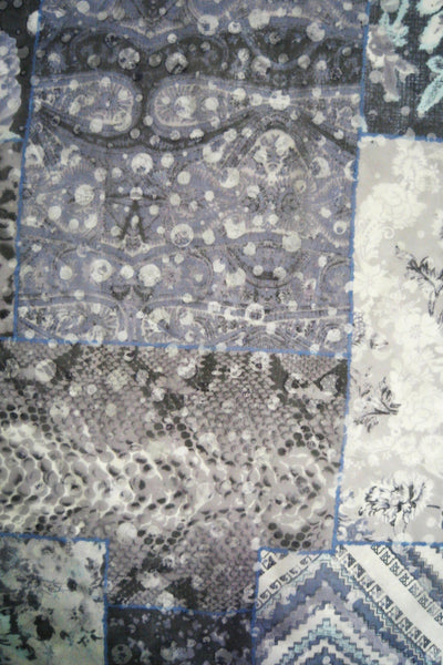 DP Drip Patchwork Print Greys Blue Swatch