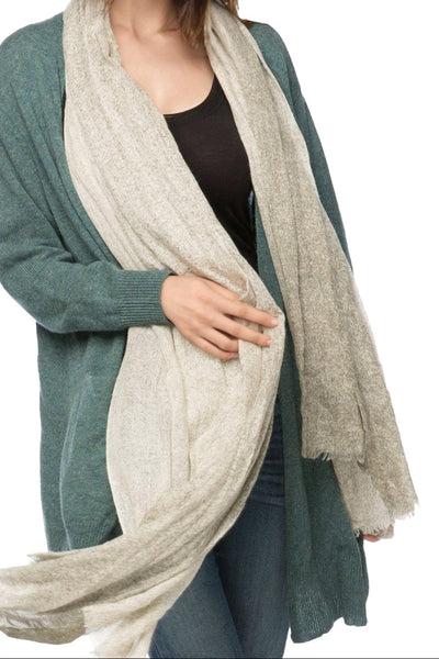 Dreamy Luxury 100% Hand Loomed Cashmere Spray Dot Scarf Wrap subtle luxury cashmere scarves moss green with ivory