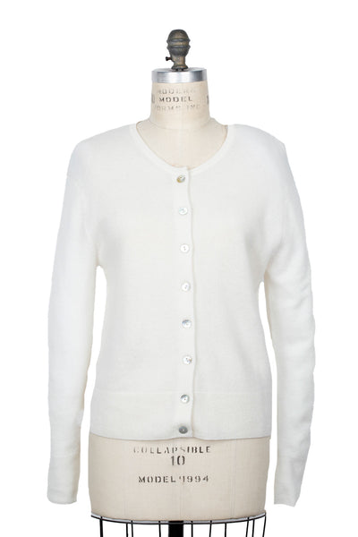 100% Cashmere Cardigan White Women's Sweater | Subtle Luxury Cashmere