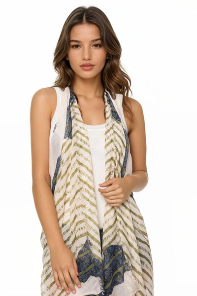Free Spirit Vest in Striped Lace Border Print