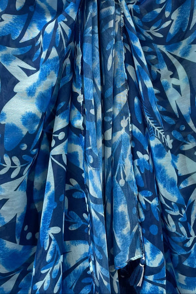 Island Vibes Blue Batik Tropical Sheer