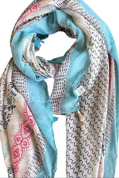 Little Lovely Tassel Light and Soft Print Scarf Wrap Sarong 3 close