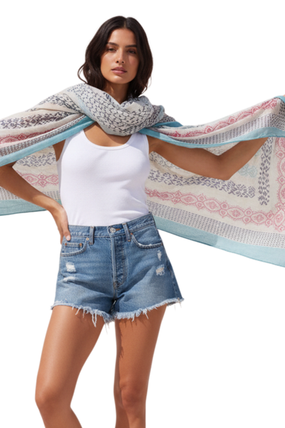 Little Lovely Tassel Light and Soft Print Scarf Wrap Sarong 4