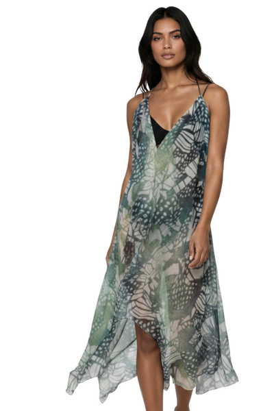Maxi Tassel Coverup Sundress in Dragon Wings Print 22