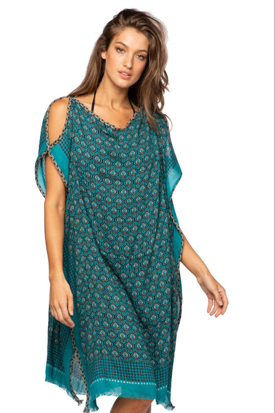 Moroccan Peacock Print Corinthian Short Sundress Coverup 3