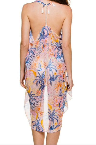P2PFSVD7-Free Spirit Multi Wear Coverup Vest in Escape to Paradise Multi Color Tropical Print