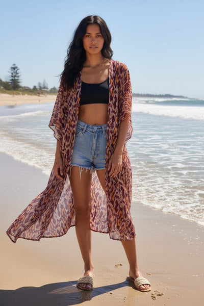 Penny Lane Print Modal Luxury Kimono Coverup