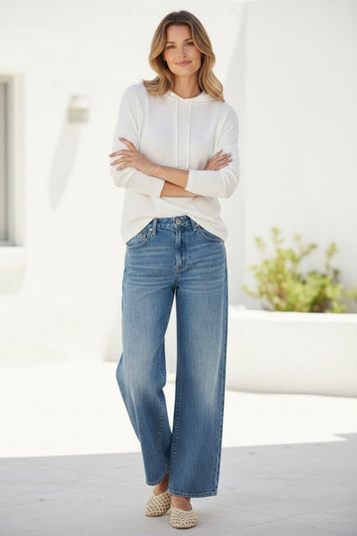 Reese White Hoodie Super Comfy Sweater in Zen Blend Knit 2