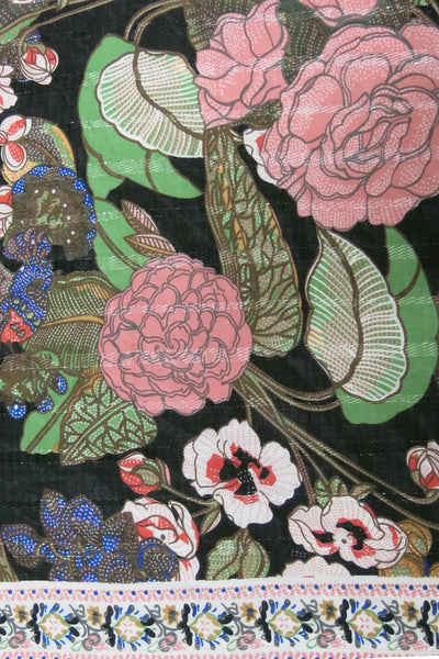 Enchanting Blooms Black Satin Print Marina Shift Sundress