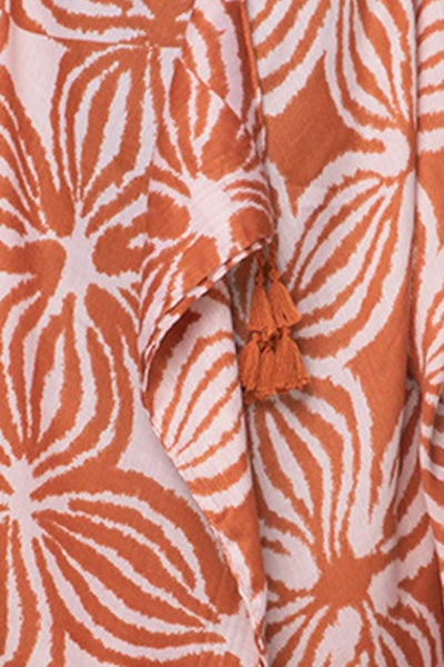 Free Spirit Multi-Wear Coverup Vest in Samoa Island Terracotta Color Print