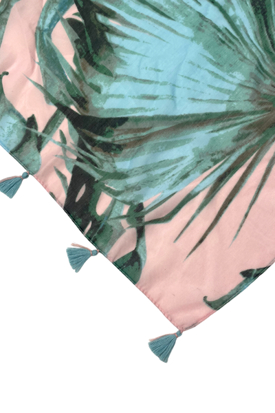 S279 Long Beach Fabric Print Palm Leaf Green