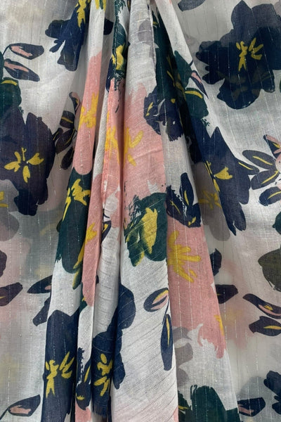 S280 Sundry Floral Blue, PInk and White Print swatch 2SundryFloralCloseup