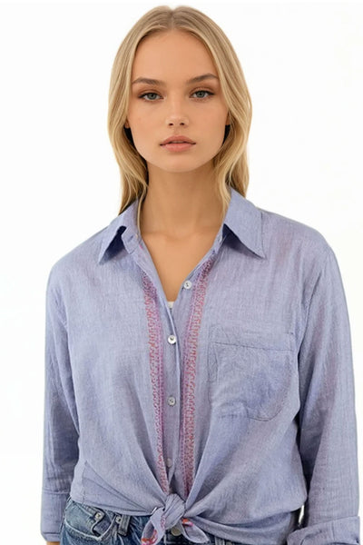 Everyday Hand Stitched Boyfriend Shirt in Cotton Chambray