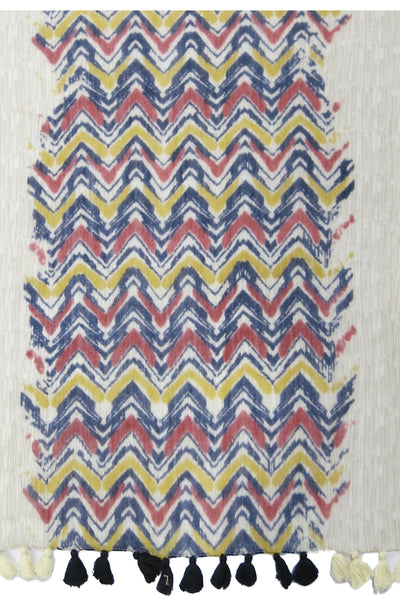 Open Shoulder Sundress Coverup in Chevron River Print with Tassel