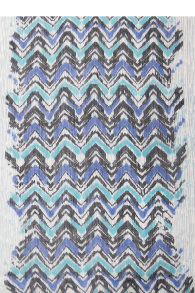 Open Shoulder Sundress Coverup in Chevron River Print with Tassel