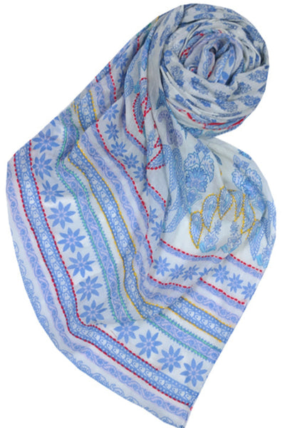 SPSSCT29-Blue Embroidered Paisley Cotton
