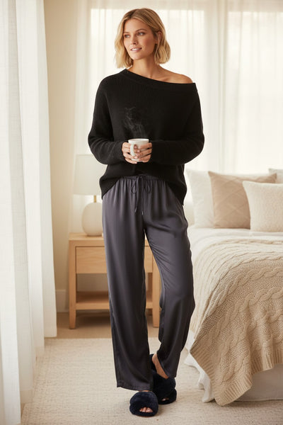 Lounge Easy Drawstring Favorite "Wear it In or Out" Satin Rayon Pant