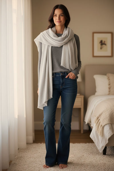 Dreamy Luxury 100% Hand Loomed Cashmere Spray Dot Scarf Wrap