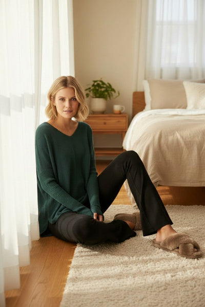 Subtle_Luxury_Cashmere_Nelly_Washable_Cashmere_V-neck_Pullover_Sweater_Knit_green evergreem color