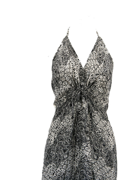 Triangle 70's Dress in Printed Silk