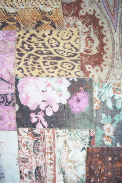 VP victorian patchwork tan swatch silk print