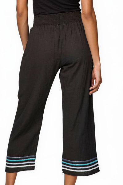 Vivianne Pant in Double Gauze with Multi Color Embroidery BLACK MUTLI EMBROIDERY