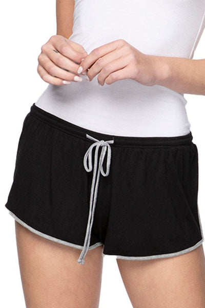 A La Slip Short Stretch Knit Lounge Short / XS / Black Stretch Knit Lounge Sleep Short with Mesh Trim