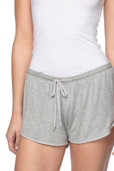 A La Slip Short Stretch Knit Lounge Short / XS / Heather Stretch Knit Lounge Sleep Short with Mesh Trim