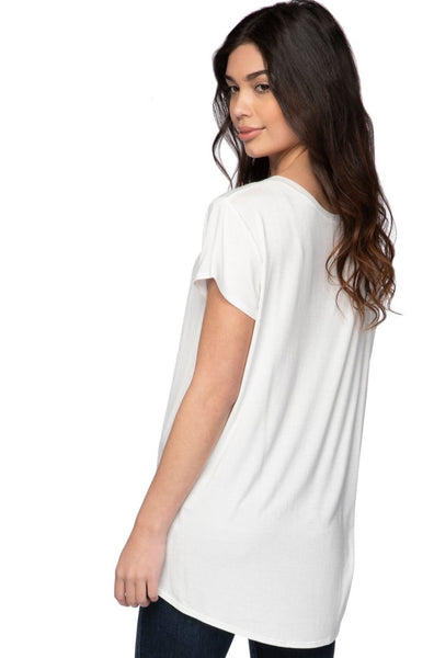 A La Slip Tee Mesh Trim Rayon Jersey Layering Tee