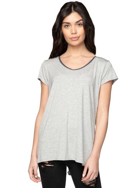 A La Slip Tee S / Ash Mesh Trim Rayon Jersey Layering Tee