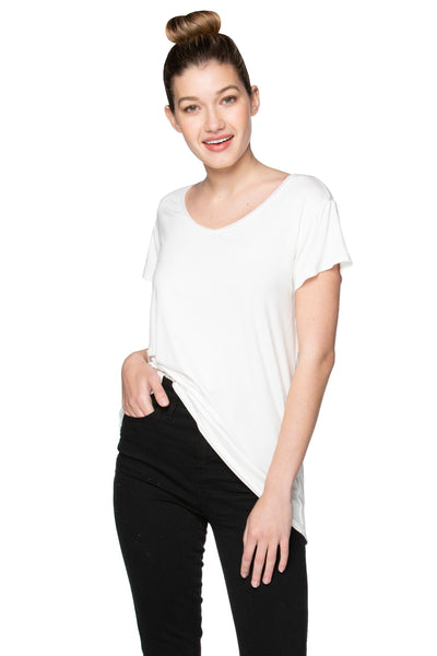A La Slip Tee XS / White Mesh Trim Rayon Jersey Layering Tee