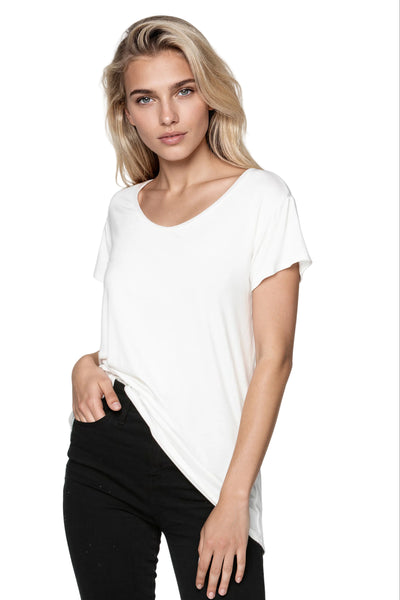 A La Slip Tee XS / White Mesh Trim Rayon Jersey Layering Tee