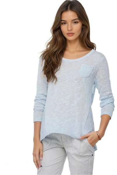 Almost Vintage Slub Knit Sweater with Embroidery Back Panel - Subtle Luxury