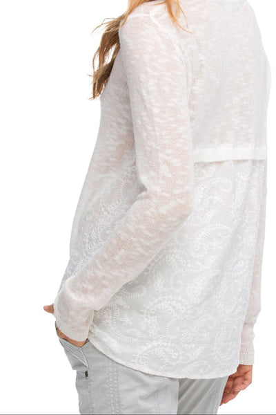 Almost Vintage Slub Knit Sweater with Embroidery Back Panel - Subtle Luxury