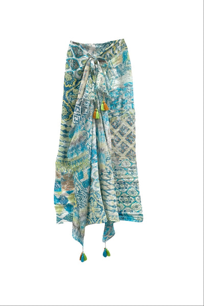 Artisanal Patchwork Print Multi Wear Sarong Wrap Scarf - Subtle Luxury