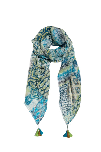 Artisanal Patchwork Print Multi Wear Sarong Wrap Scarf - Subtle Luxury