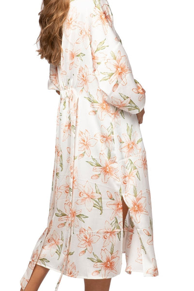 Bed to Brunch Robe Kimono in Painted Lillies Print - Subtle Luxury