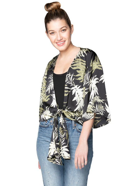 Bed to Brunch Tie Wrap Top in Bold Ferns Print - Subtle Luxury