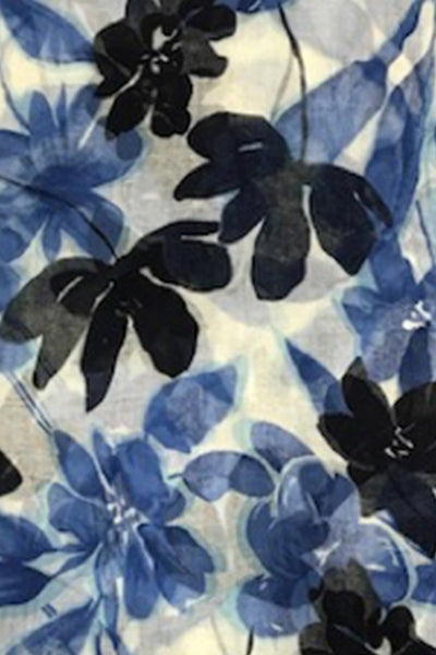 Blue Blossom Indigo Print Scarf Wrap - Subtle Luxury