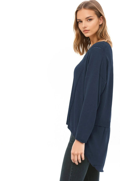 Boyfriend Cardigan with Chiffon Silk Back - Subtle Luxury