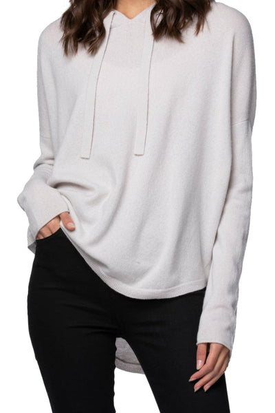 California Cashmere by Subtle Luxury Sweater california-cashmere-by-subtle-luxury-Quinn Oversized Hoodie Sweater in 100% Cashmere Knit lt grey pearl