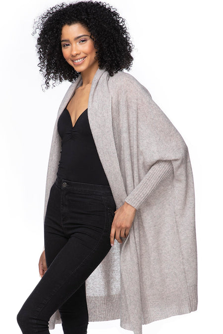 100% Cashmere Cocoon Shawl Jacket in Rose Dust