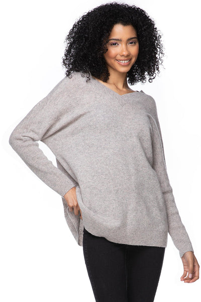 California Cashmere by Subtle Luxury Cashmere 100% Cashmere Reversible Easy V-Neck Sweater - Neutrals